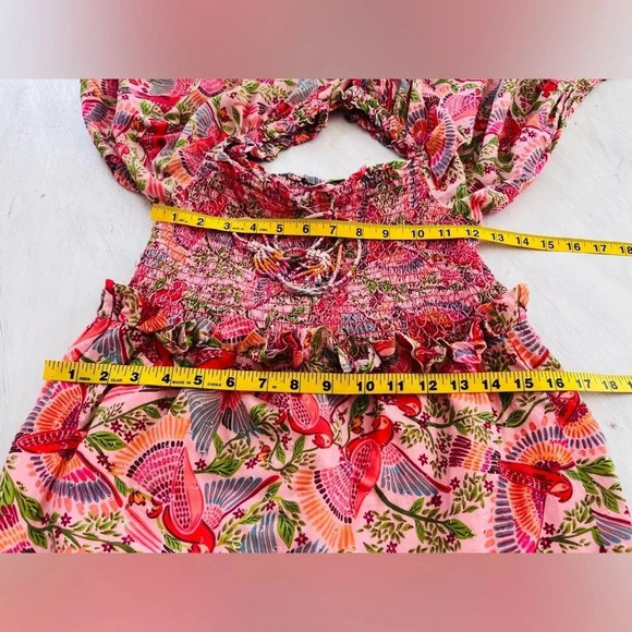 Anthropologie Farm Rio Macaw Flight Smocked Dress Size Medium NWOT $270 - Picture 12 of 16